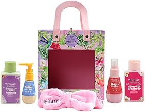Whimsy Beauty Mini Body Care Love Pouch Kit | Safe Non Toxic Body Care Set for Kids & Pre-Teens | Includes Moisturizer, Body Wash, Cleanser, Rose Water & Sunscreen | Vegan and Cruelty Free (Pack of 5)