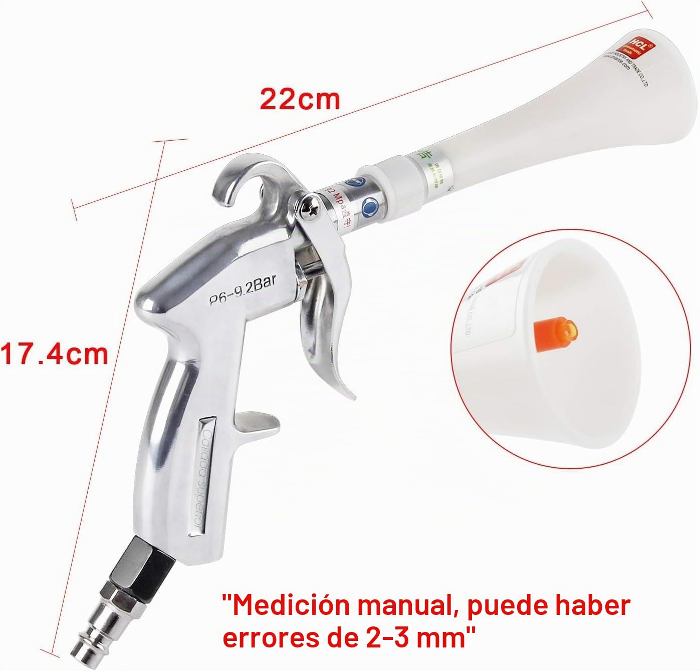 Pistola de Limpieza de Coches, Pistola de Espuma de Limpieza de Coche, Pistola de Limpieza Profunda de Interior y Exterior, Blow Gun para Paneles de Puertas de Automóviles y Neumáticos