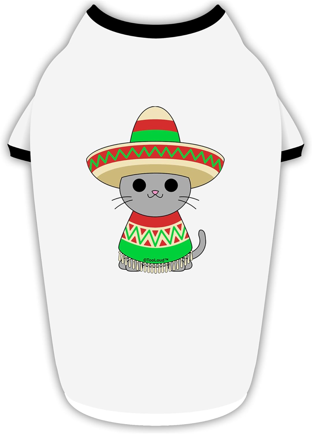 TOOLOUD Cat with Sombrero and Poncho Cotton Dog Shirt White with Black XL