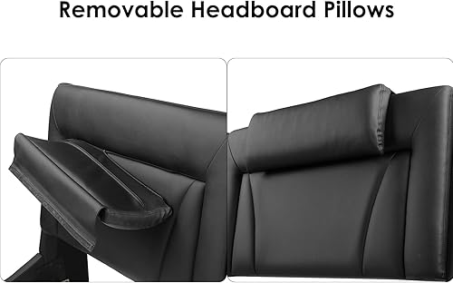 Miniatura 7 de Keyluv Armazón de cama moderno tapizado con plataforma con cabecera LED ajustable y diseño de curva ondulada y soporte de listones de madera sólida,