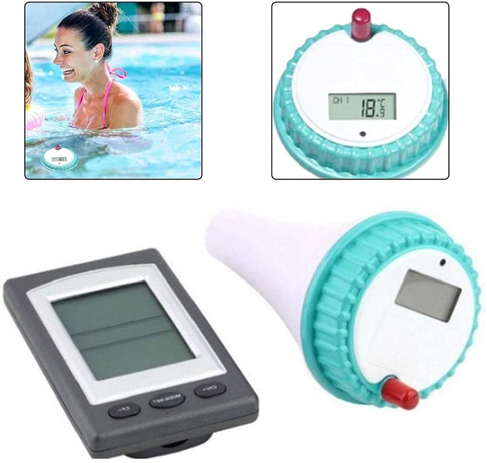 Termometr basenowy bezprzewodowy zdalny cyfrowy wskaźnik temperatury wody z wyświetlaczem LCD do basenu Wanna w wannie