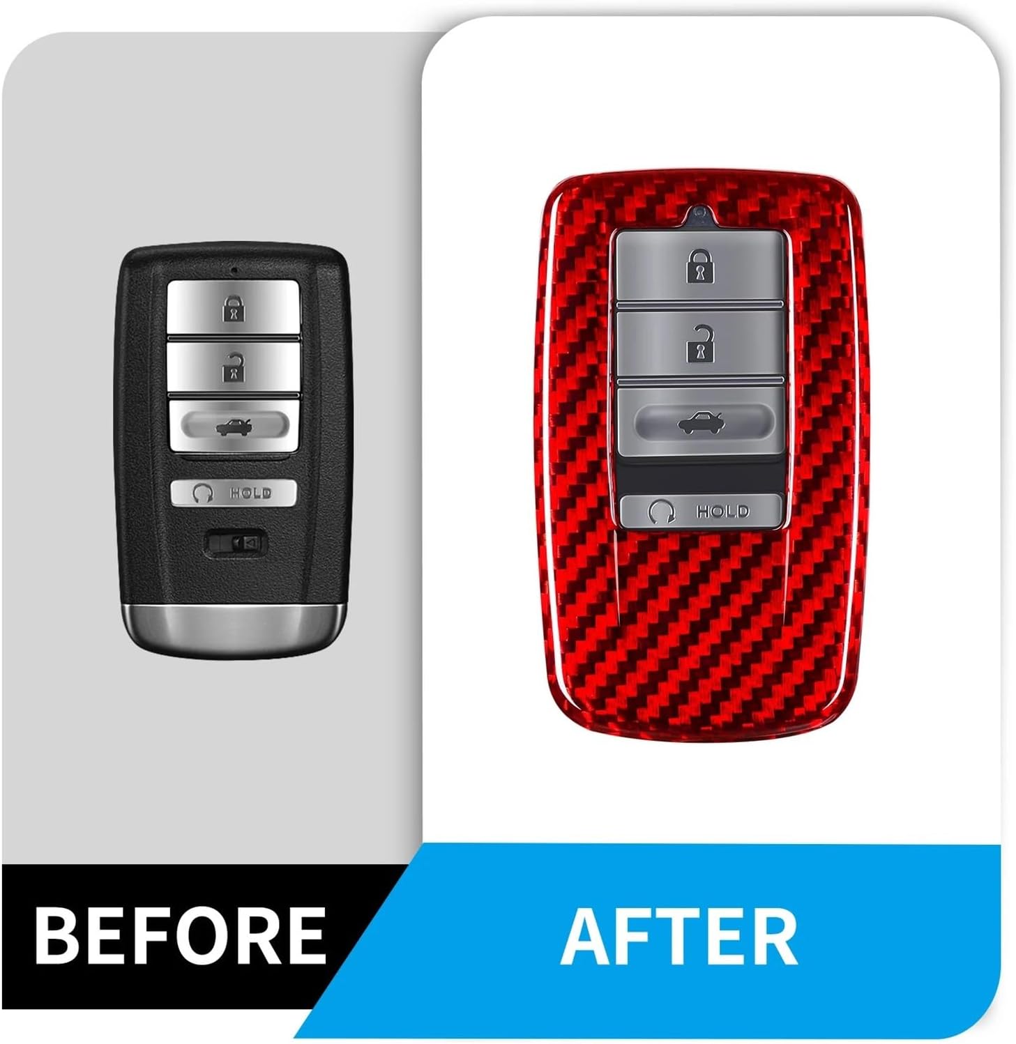Key Shell Compatible with ACURA Carbon Fiber Key Fob Cover Protector Acura RDX MDX RLX NSX ILX TLX TLX-L CDX Car Key Case Accessories