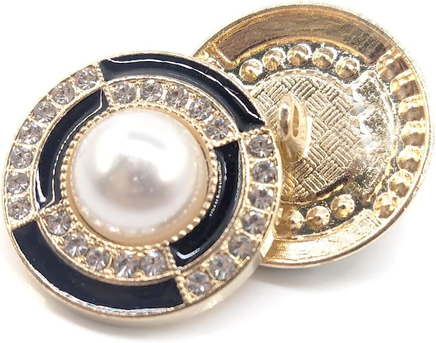 20 pcs Vintage Shield Shape Black Enamel Metal Sewing Shank Buttons for Coats -25mm -1"