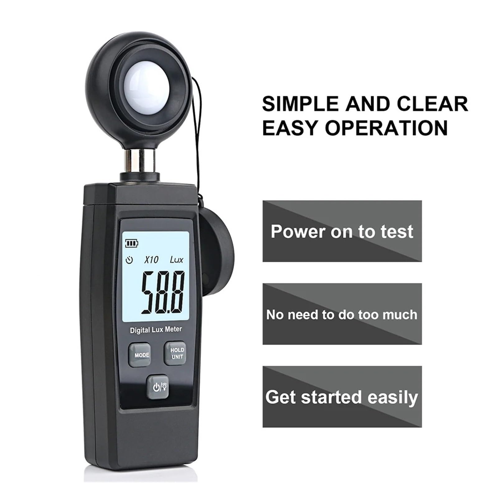Mini medidor Digital de Lux, Pantalla LCD, iluminómetro de Mano, luminómetro de 0-200000 Lux, luxómetro de Alta precisión, medidor de Medida Lux/FC Multifunción