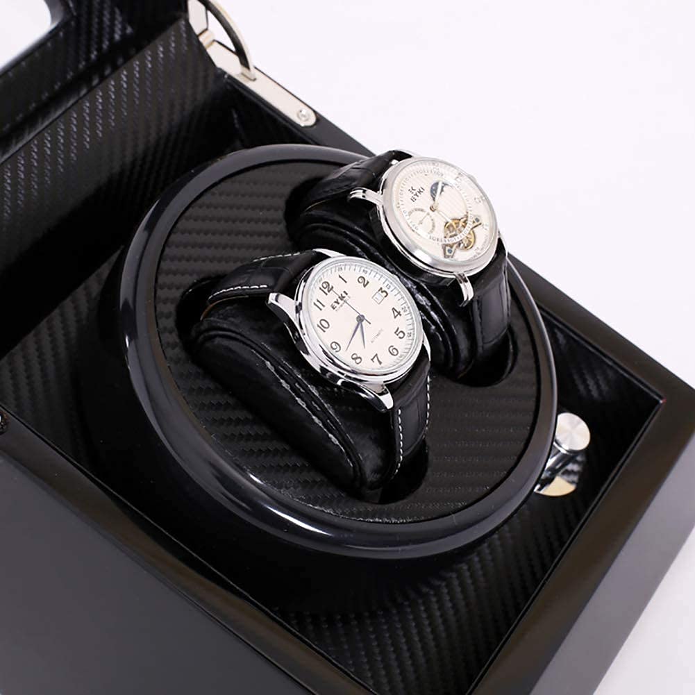 Watch Box Scatola Porta Orologi Carica Orologi Automatico per Doppi Orologi con Motori silenziosi, Custodia Rotante Tramite Adattatore CA o Batteria Nera