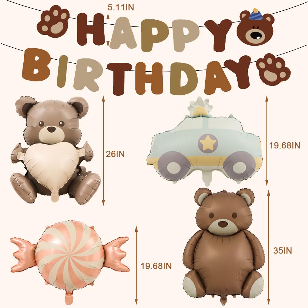 3 Bären-Folienballons, 89x65 Cm – Matte Oberfläche, Für Baby-Shower & Geburtstag