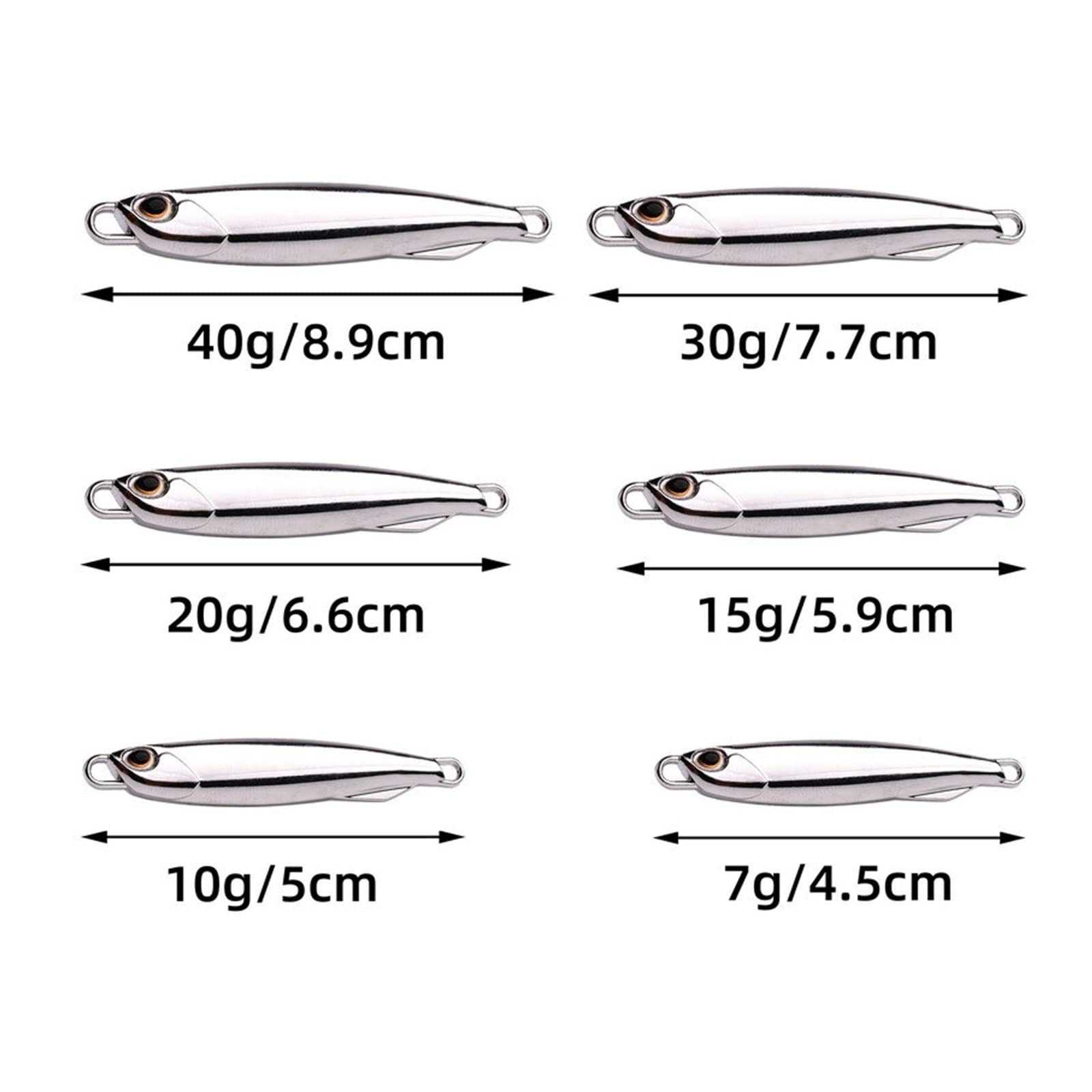 XILILHC Lote De 10 Cucharas De Metal Fundido, 10g, 15g, 20g, 30g, 40g | Juego de señuelos con anzuelo, señuelo de pesca de lubina, cebo Artificial