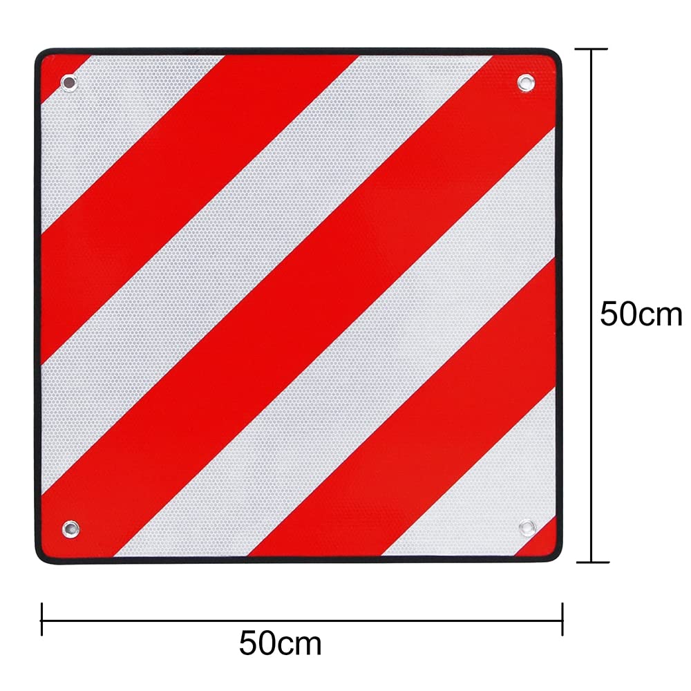 Melko Tablica ostrzegawcza Hiszpania i Włochy w zestawie 4 linki napinające 2 w 1, bagażnik samochodowy, przyczepa kempingowa lub przyczepa kempingowa z aluminium, 50 x 50 cm, czerwono-biała