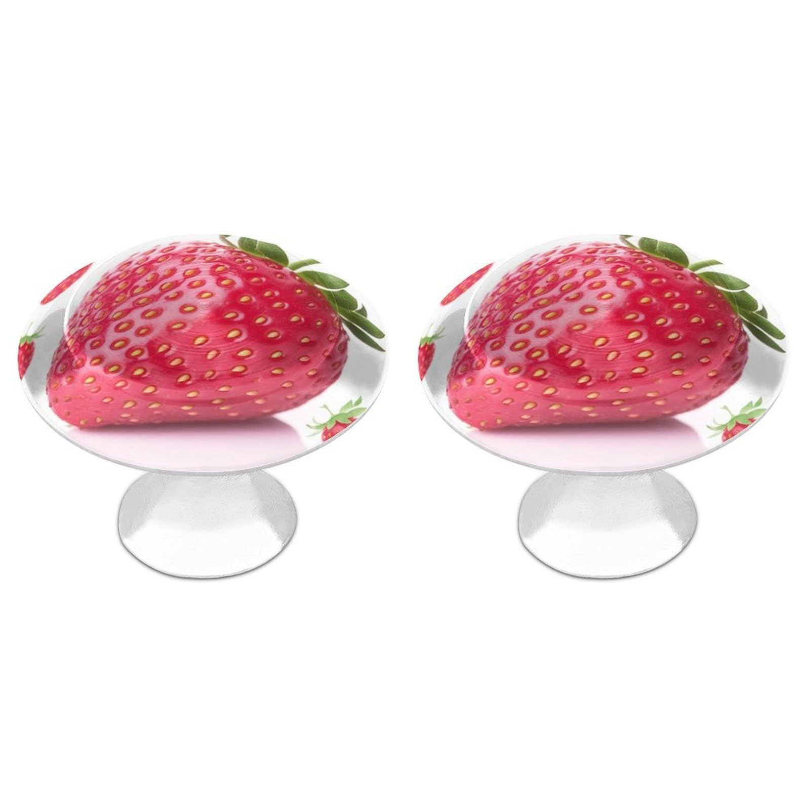 QMNLKH Strawberry Cabinet Knobs for Home, Round Drawer Pulls for Kitchen, Personalized Cupboard Handles with Screw, Fashion Dresser Knobs for Office, Drawer Handles, 2 Packs