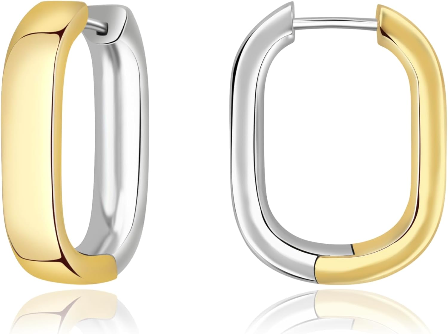 Two-Tone Dangle Earrings Tear drop Earrings Gold And Silver Front Back 2 in 0 Stud Earrings