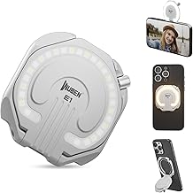WUBEN E1 Selfie Licht Handy, Ringlicht Handy, 3 Farbtemperaturen Ringleuchte Mit Magnetisch, USB-Laden Ring Licht mit Stativ für Mobiltelefon, Laptop, Zoom-Treffen, Make-ups, Video-Anrufe, Streaming