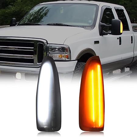 Ford F250 F350 F450 F550 F650 2003-2007 / Excursion 2000-2005 Front 2-in-1 Function LED Side Mirror Signal Marker Lights Smoke Len - Foto 4