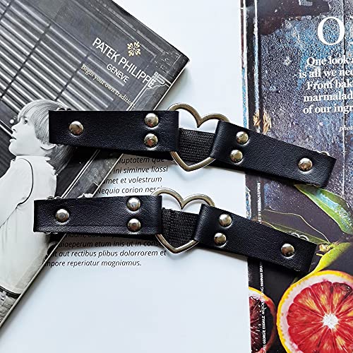 Babakiak 2Pcs Leather Heart Garter - Adjustable Leg Ring For Cosplay, Spike Party #TOP3