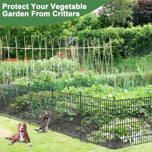 Hanured® 5 Stück Garten zaun für draußen, Dekorativer Gartenzaun mit Tor, Metall Steckzaun für Hund, 81 cm(H) X 3,5 m(L)