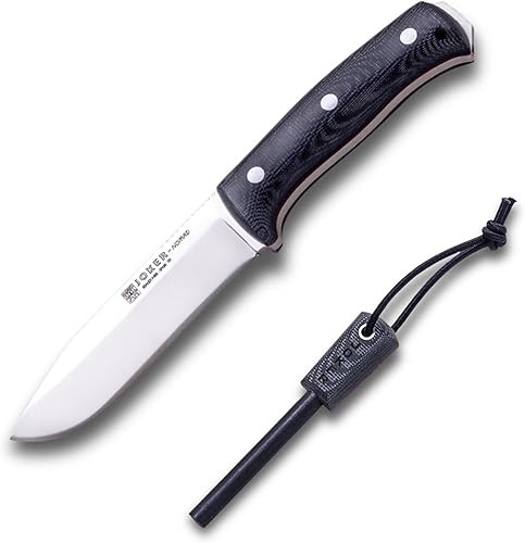 Miniatura 10 de Joker Cuchillo de caza Nomad CM125, hoja de acero Böhler N695 de 5.0 in, con diferentes tipos de mango madera de nogal, Micarta verde y Micarta