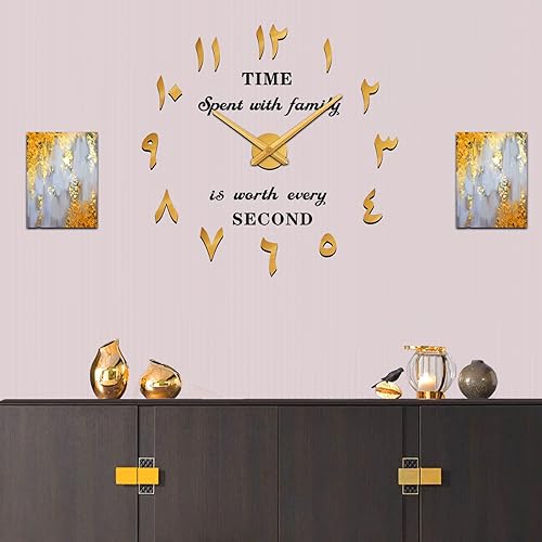 Miniatura 7 de VANGOLD Reloj de pared grande para bricolaje, reloj de pared 3D moderno con números arábigos orientales para decoración de Navidad en casa, oficina