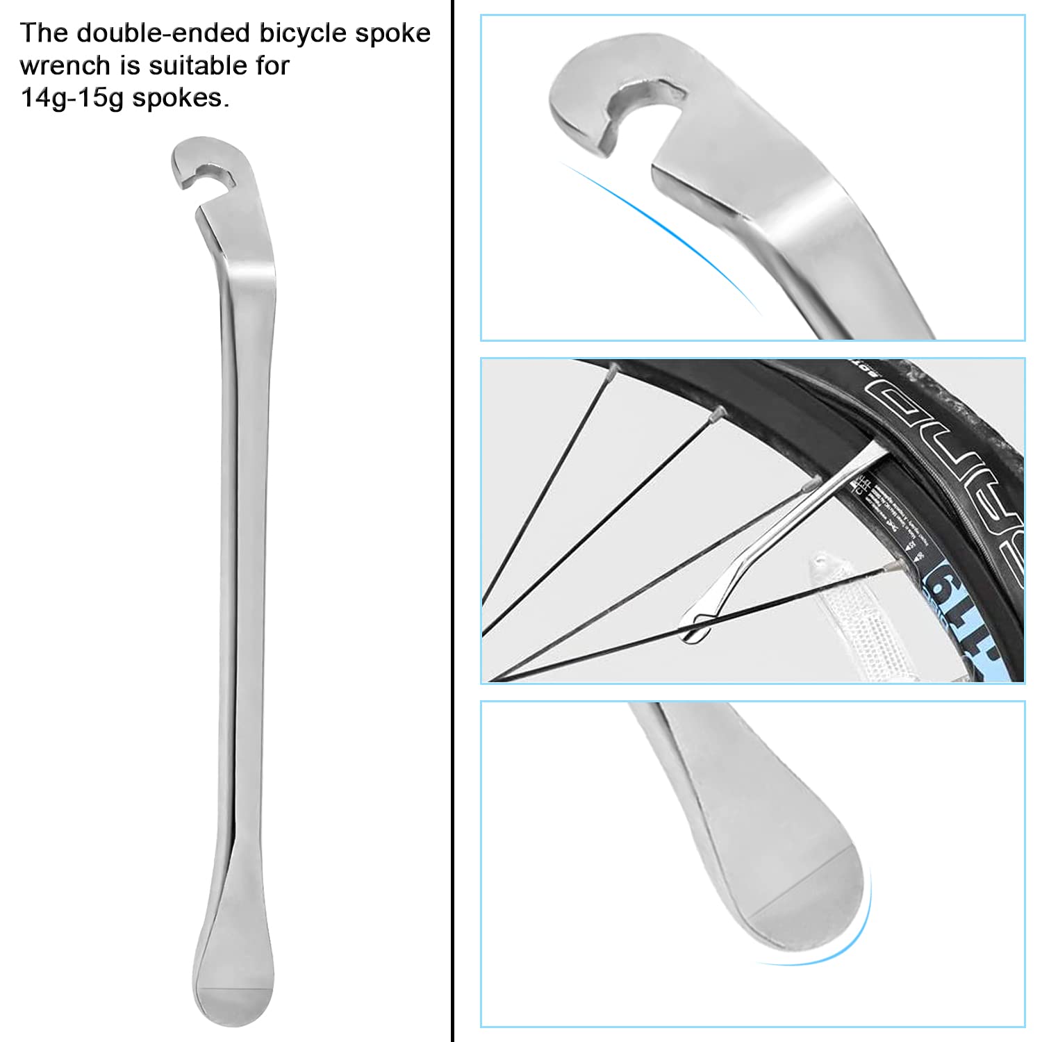 Clé à Rayons De Vélo - Lot De 2 Outils, 6 Tailles (10-15G) - Pour Tendre Et Ajuster Les Rayons