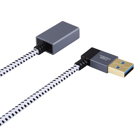 CableCreation Short USB 3.0 Extension Cable 1FT, Left Angle Extender Cord