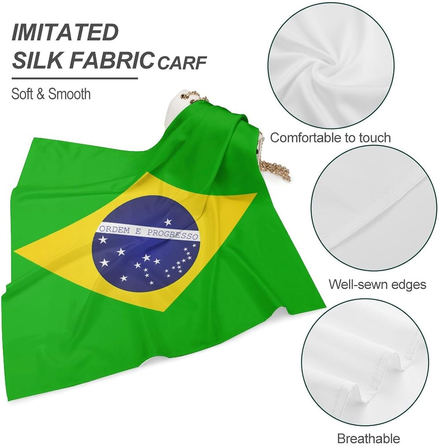 Flag Silk Scarf Head Hair Wraps Bandana Square Satin Head Scarf For Women image 4