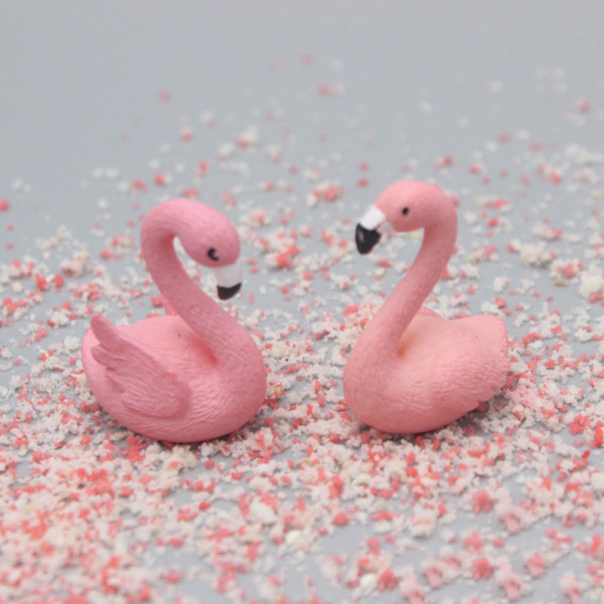 10 Pcs Flamingo Figurine Garden Decor Set for Outdoor Micro Landscape with 5 Wing-Folded and 5 Wing-Spreading Miniature Flamingo Models for Patio and Lawn Decorations image 3