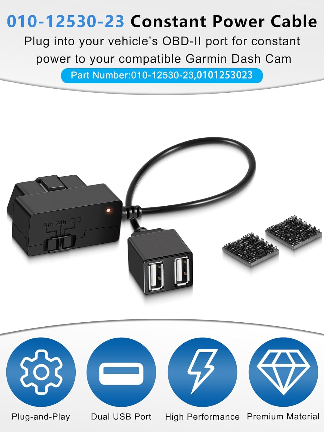 Replacement for 010-12530-23 OBD-II Constant Power Cable Compatible with Garmin Dash Cam 46, 47, 56, 57, 66W, 67W, Live, Mini, Mini 2, Mini 3, Tandem, X110, X210, X310