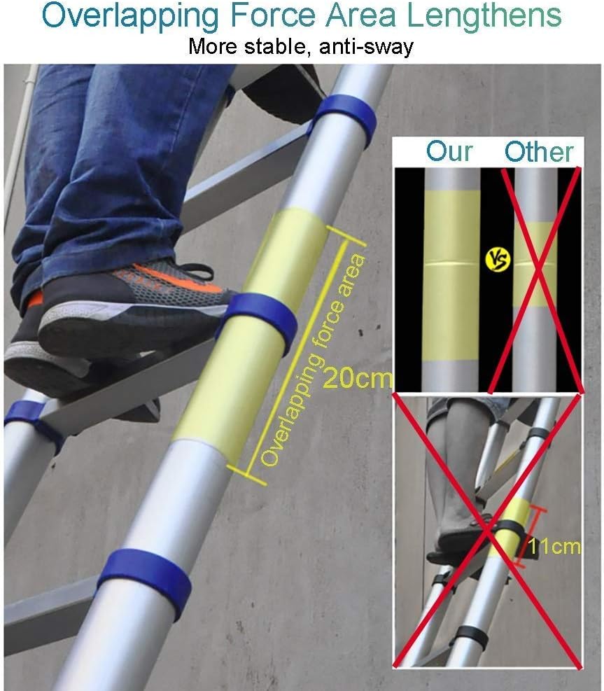 Outdoor Ladder,Ladders，Telescopic Ladder,Extension Telescoping Ladder with Hook - Aluminum Extension Folding Portable Heavy Duty Multi-Purpose Telescopic Ladder,4.15M/13.62Ft,4.15M/13.62Ft n