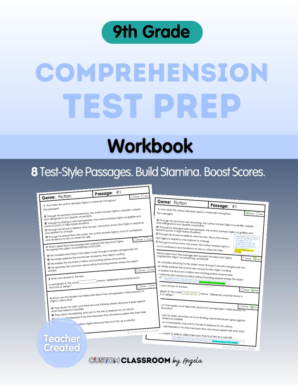 9th Grade Reading Comprehension Workbook: High School Test Prep for State and Standardized Tests with Fiction, Nonfiction, Poetry, and Paired ... Questions, Answer Key, and Reading Strategies