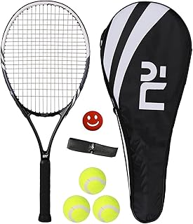 HUIRUMM Tennis Racket 27'' for Adults,Lightweight tennis racket,Professional tennis racket,With Carry Case, Including 1 Sweat band + 1 Vibration Dampeners+3 tennis balls
