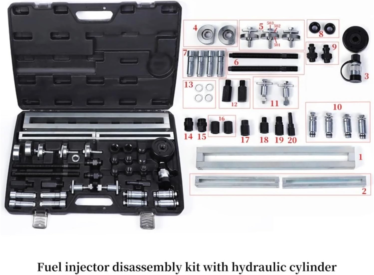 20-Piece Fuel Injector Removal Tool Puller Tool Compatible with Fuel Injector Removal kit with Hydraulic Cylinder