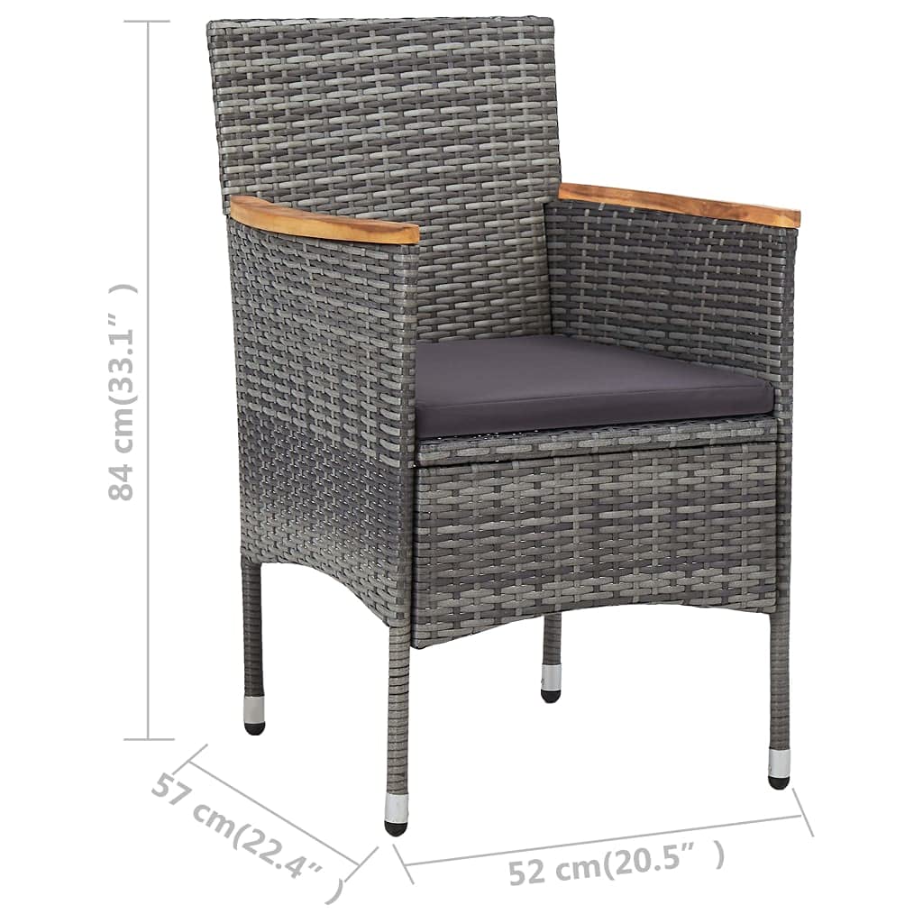 vidaXL 2X Gartenstuhl Essstuhl Stuhl Sessel Rattanstuhl Gartensessel Rattansessel Gartenmöbel Rattanmöbel Rattanstühle Stühle Poly Rattan Grau