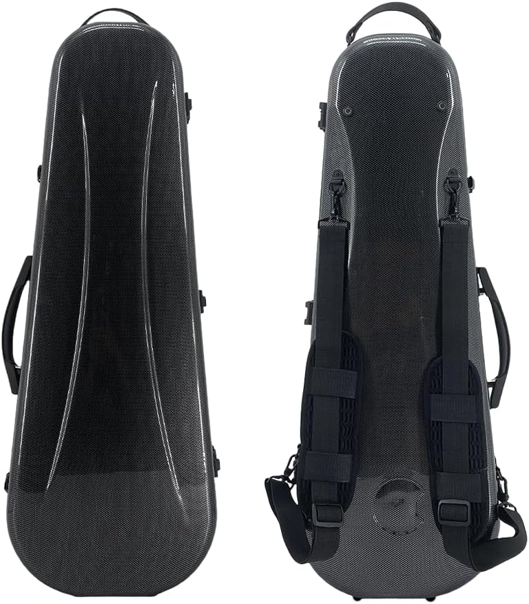 Viola Case 16 inch Hard shell Carbon Composite Triangular box, Ultra-Light,Adjustable Straps,Waterproof Durable (black)