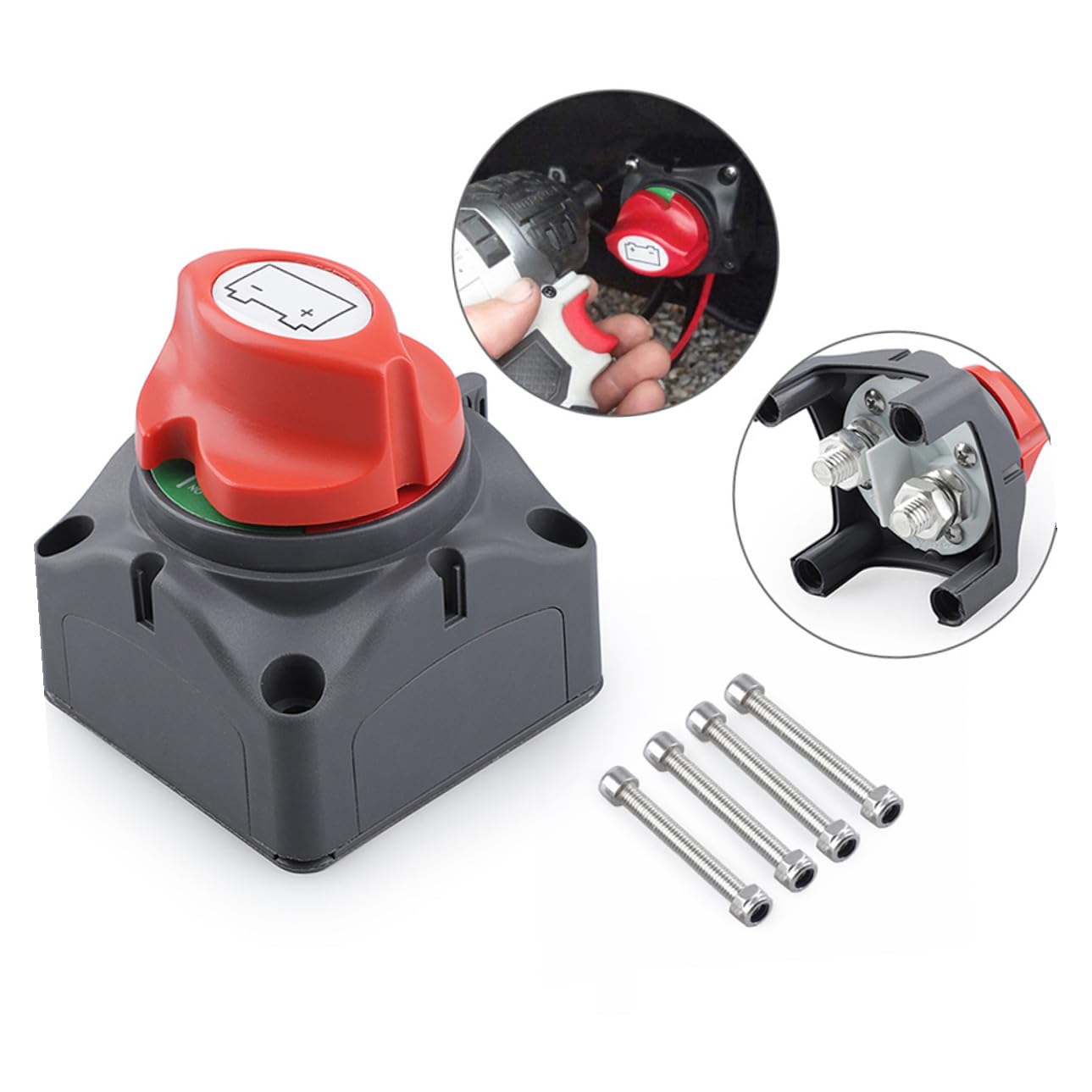 BESTYASH Interrupteur de Coupure de Batterie 600A, Isolateur de Déconnexion, 1 Set, en Plastique et Laiton, pour Bateau et Voiture