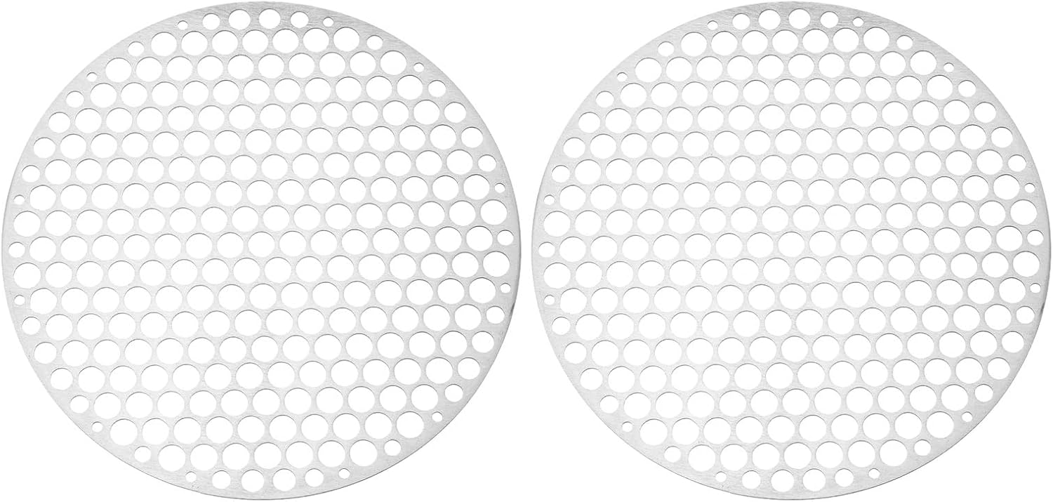 PATIKIL Round Barbecue Grill Mesh Grates, 2 Pcs 8" Circular Stainless Steel BBQ Mesh Rack Circular Hole Round Barbecue Grilling Net for Outdoor Camping Home Party Family Gatherings