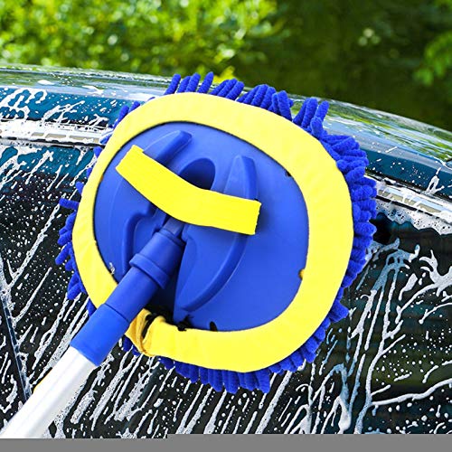 LSJGG Car Wash Brush Multifunction Cleaning Tools Long Handle mop,2 in 1 Chenille Microfiber Car Cleaning Kit Brush car wash Tools for Washing Truck, Car, RV