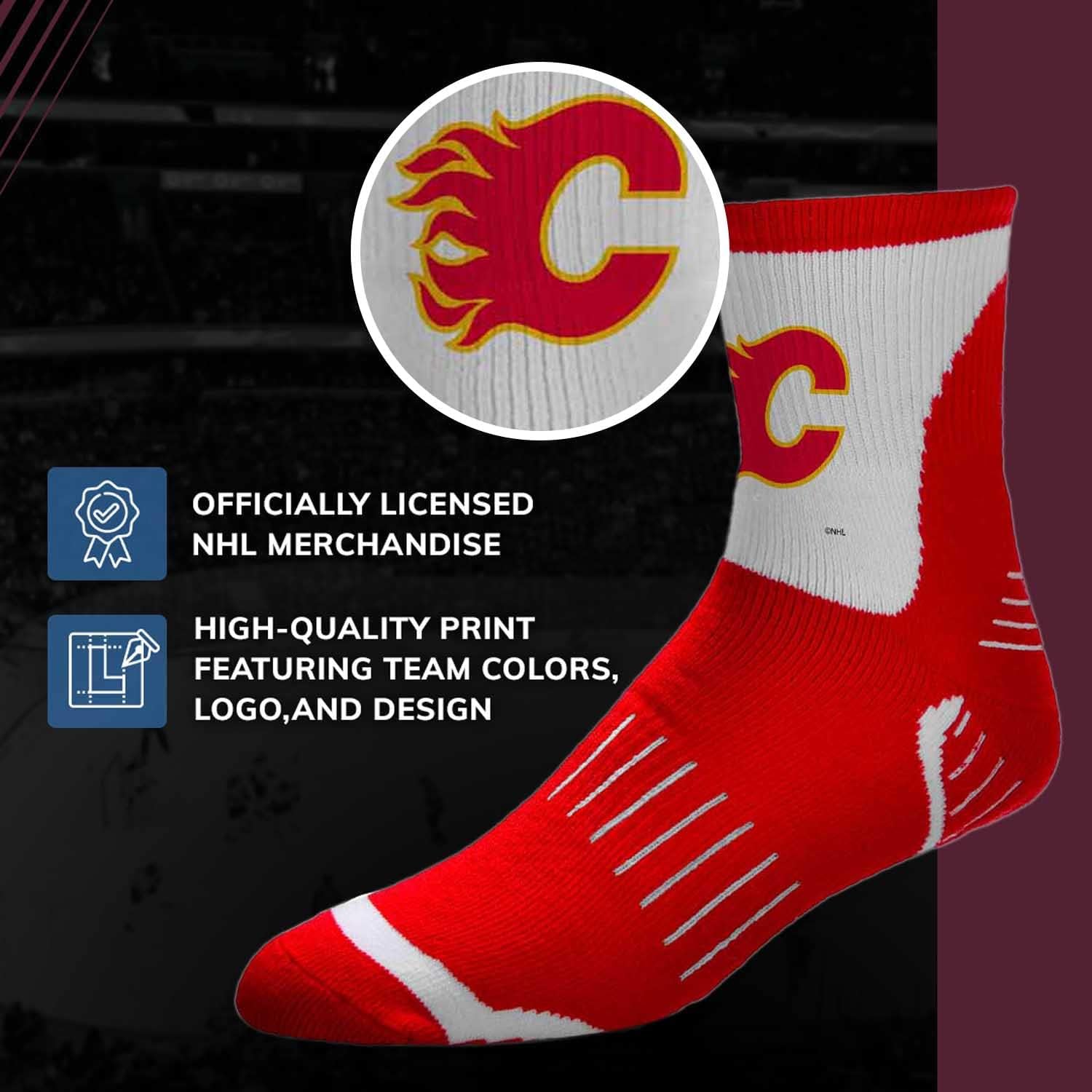 For Bare Feet NHL Adult Surge Team Mascot Mens and Womens Quarter Socks