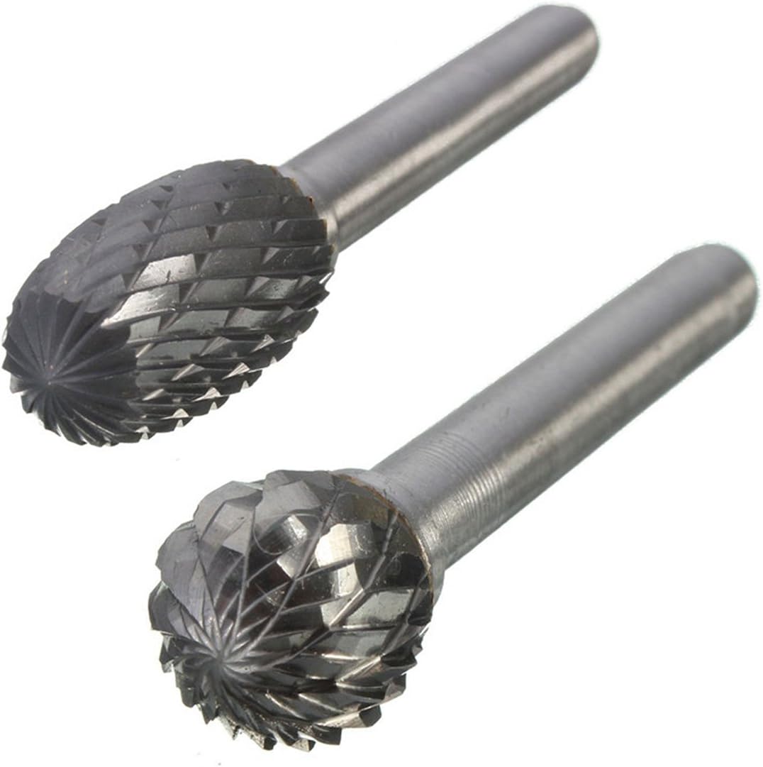 5Pcs 12mm Tungsten Carbide Polishing Rotary Burr Drill Bit Set, Head Rotary Point Burr Drill Carving Bits Set 1/4-Inch Shank Carbide Burrs Die Grinder Cutting Burs Grinder Drill Metal Polishing Tools