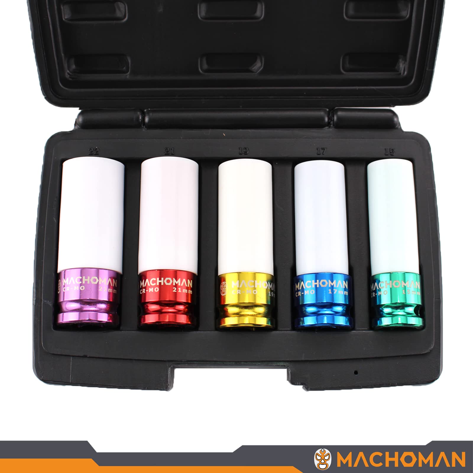 Machoman Set Bussole Dadi Ruota MACHO 1/2, Antiscivolo 15-22 mm