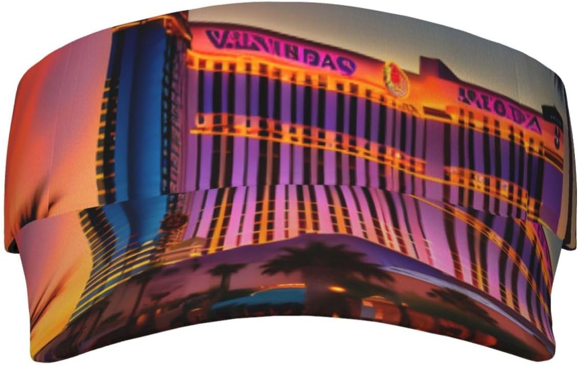Las Vegas Sunset 1 Print Sports Sun Visor Hats Adjustable Running Golf Tennis Sun Cap for Women Men Black