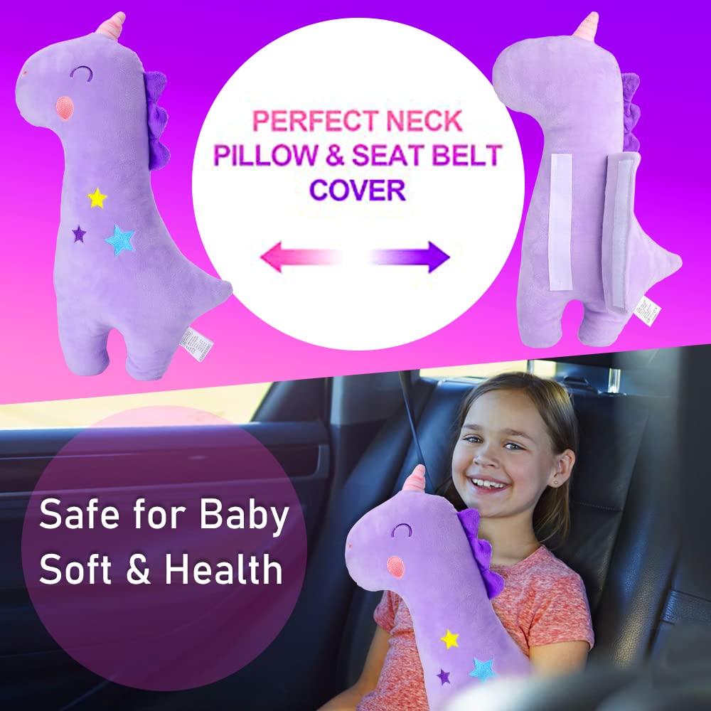 Coussin de ceinture de sécurité pour Enfants, Housse de ceinture de sécurité pour Enfants, Coussin de Sangle de siège pour Tout-Petits, Coussin de Sangle d'appui-tête (Licorne)