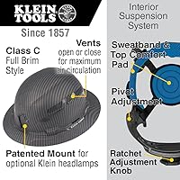 Vista 2 de Klein Tools 60626 - Casco duro, ala completa ventilada con diseño KARBN premium, casco duro tipo 1 clase C, suspensión de trinquete de 4 puntos