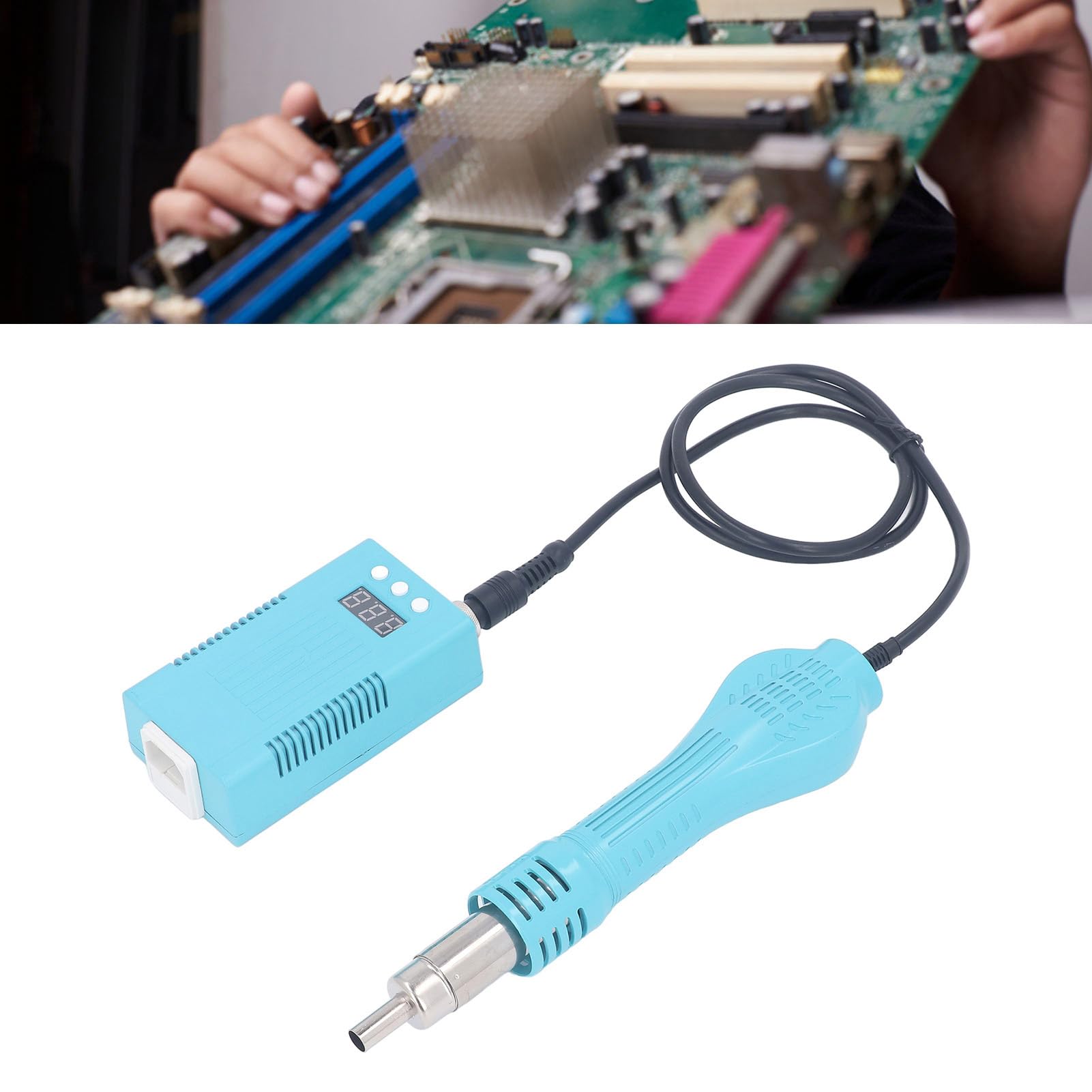 Cyfrowa Opalarka, Wyświetlacz LCD 3mph-10mph Cyfrowa Opalarka 700W Bezgłośny Ceramiczny rdzeń Grzejny do Naprawy Elektroniki (Wtyczka UE 220 V)