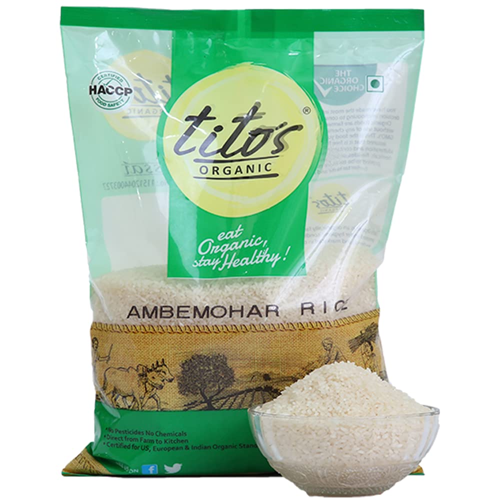 titos ORGANIC Ambemohar Rice|Rich Aroma Rice|Clean Grain|White|Mango Blossoms|1 Kg|Pack Of 5(5) (B0BRVB9NPR) Amazon Price History, Amazon Price Tracker