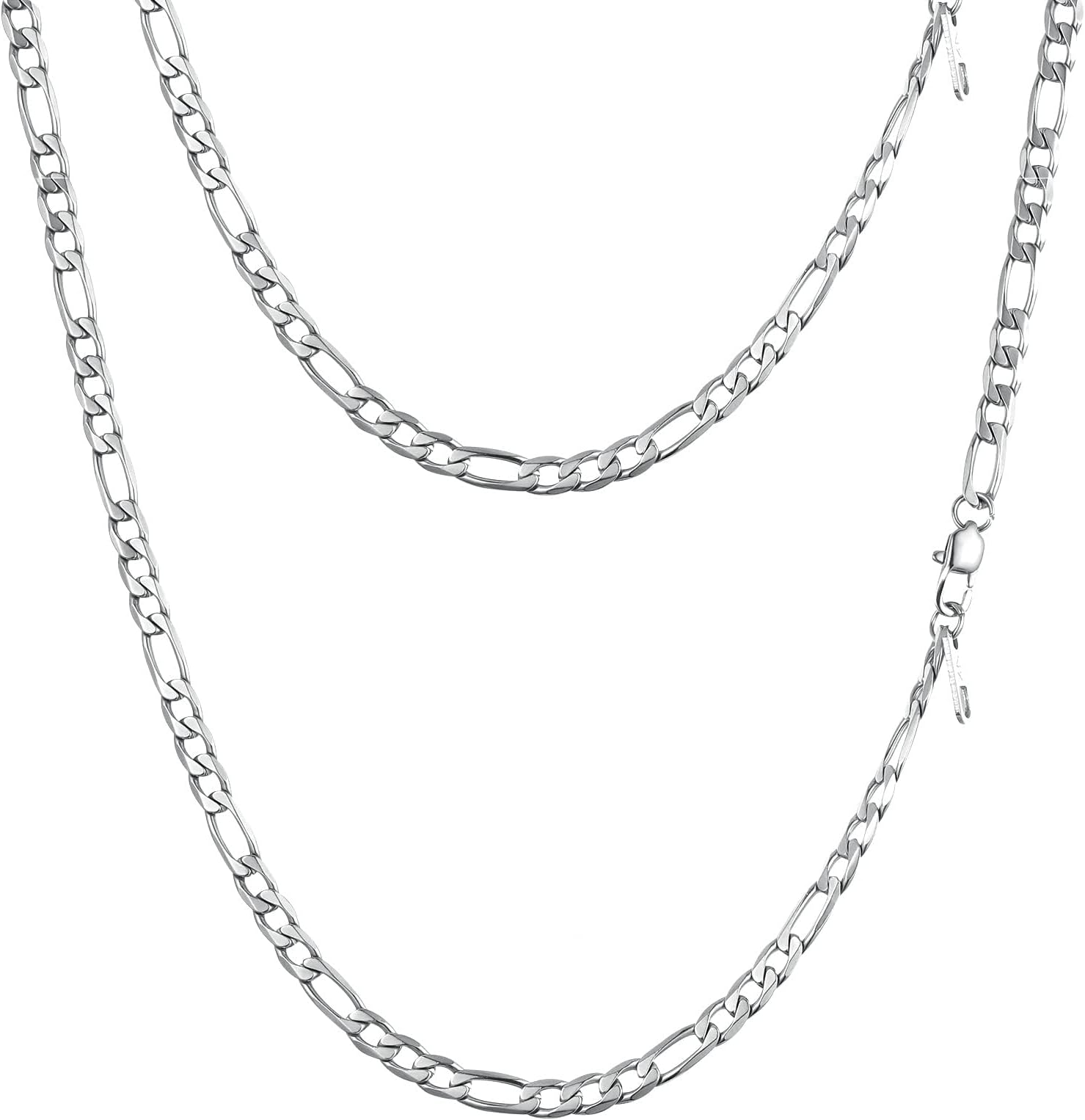 PROSTEEL 316L Stainless Steel Figaro Cuban Chain Necklace for Men, Black/18K Real Gold Plated, 4/5/6/7.5/9/10/13mm, 14inch-30inch, Come with Box