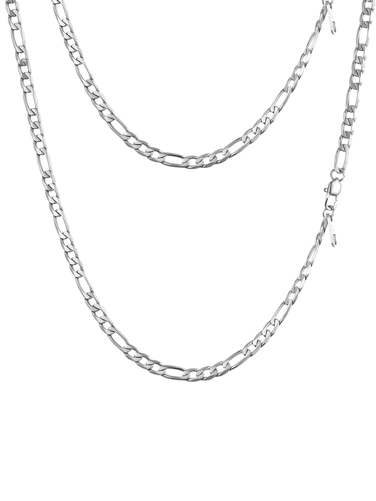 PROSTEEL 316L Stainless Steel Figaro Cuban Chain Necklace for Men, Black/18K Real Gold Plated, 4/5/6/7.5/9/10/13mm, 14inch-30inch, Come with Box