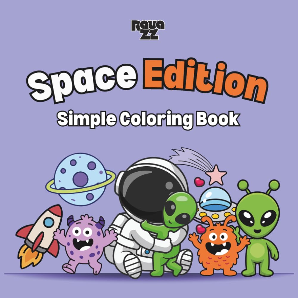 Spacey: Coloring Book for Adults and Children Featuring Super Simple Space Illustrations and Icons for Relaxation (Bold Object Coloring)