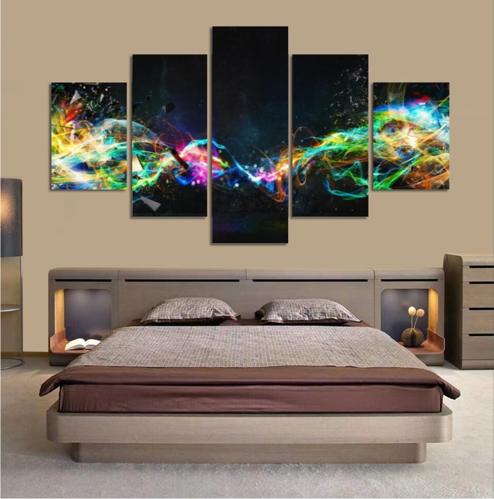poster 5 pezzi graffiti astratti 5 Pezzi di Tela,5 Pannelli Wall Art Poster,Moderno Canvas,5 Pannelli Quadro su Tela,Quadri Moderni Stampa di Immagini musica elettronica,Decorazioni casa 150x80cm
