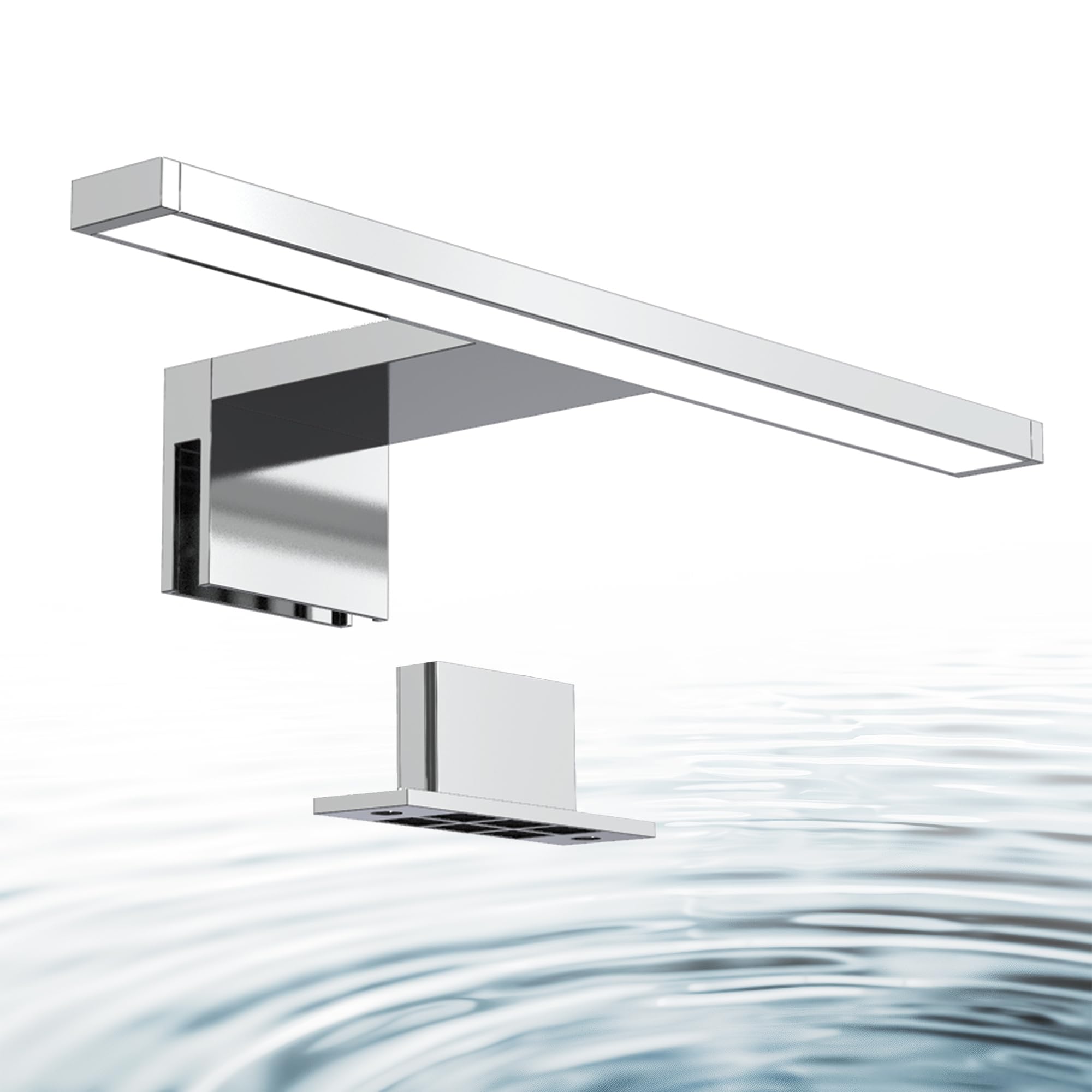 B.K.Licht - Spiegelleuchte Bad mit 2 in 1 Montage, neutralweiße Lichtfarbe, klemmbar, 300mm, Badezimmerlampe, Schrankbeleuchtung, Spiegellampe, Lampe Badezimmer, Spiegelbeleuchtung, Chrom