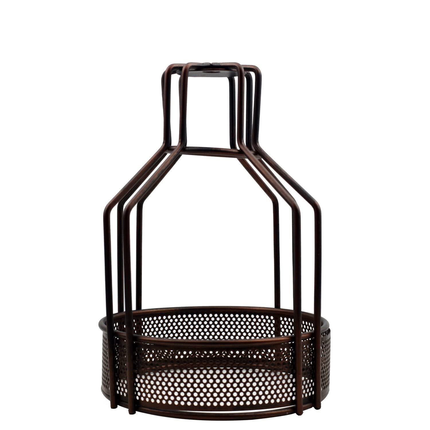 Rustic red Metal Bird Cage Lampshade 24.5cmH x 18.5cmW Industrial Wire Pendant Light Shade Easy Fit Ceiling Table Floor Wall Lamp Replacement Metal Cage Lampshade Adjustable 10mm Opening
