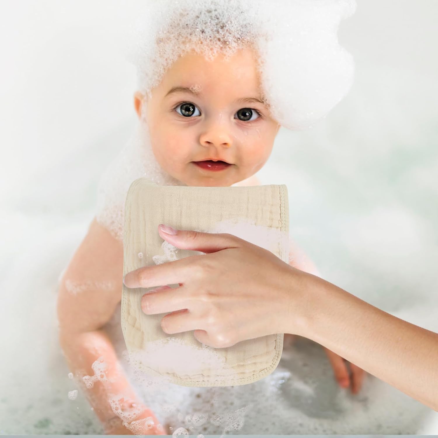 Baby Burp Cloth 100% Cotton Newborn Cotton Muslin Burp Cloth 10x20 inches (White & Coffee 6 Pieces) - Image 5