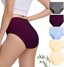 FALARY Underwear Women Bamboo Tummy Control Knickers High Waisted Pants Moisture-Wicking Ladies Panties 5 pack (8-20)
